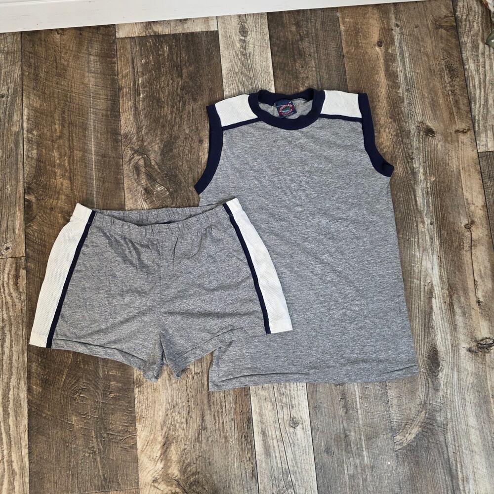 Vintage Athletic Lounge Set Gray Tank & Shorts Gymcore USA Medium/ Large